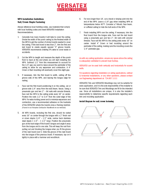 VERSATEX WP4 Installation Guidelines - Nail & Crown Staple Fastening